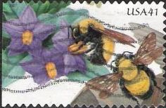 41-cent U.S. postage stamp picturing bumblebees and flowers