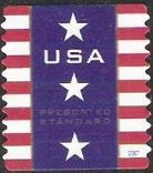 Non-denominated 10-cent U.S. postage stamp picturing stars and stripes