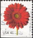 41-cent U.S. postage stamp picturing red gerbera daisy