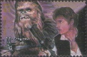 41-cent U.S. postage stamp picturing Han Solo and Chewbacca