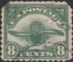 Green 8-cent U.S. postage stamp picturing propeller