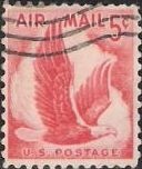 Red 5-cent U.S. postage stamp picturing eagle