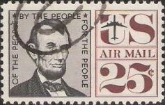 25-cent U.S. postage stamp picturing Abraham Lincoln