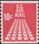 Red 10-cent U.S. postage stamp picturing stars