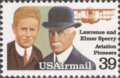 39-cent U.S. postage stamp picturing Lawrence and Elmer Sperry