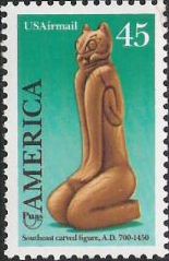 45-cent U.S. postage stamp picturing carved wooden figure
