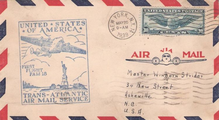Cover bearing winged globe stamp