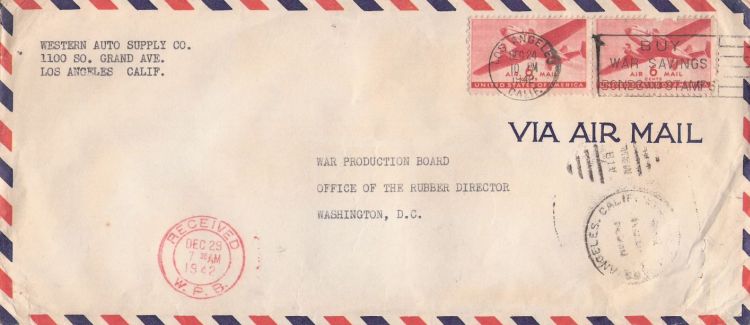 Cover bearing pair of transport plane stamps