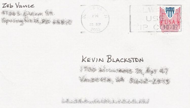 Cover bearing computer vended postage stamp