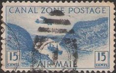 Blue 15-cent Canal Zone postage stamp picturing Gaillard Cut