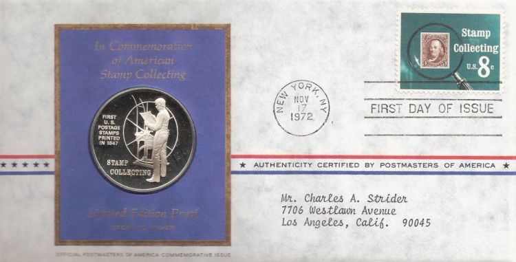 First day cover bearing 8-cent stamp collecting stamp