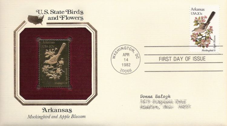 First day cover bearing 20-cent Arkansas stamp