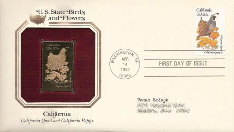 First day cover bearing 20-cent California stamp