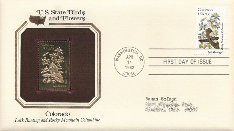 First day cover bearing 20-cent Colorado stamp
