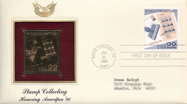 First day cover bearing 22-cent Ameripex '86 sheet stamp