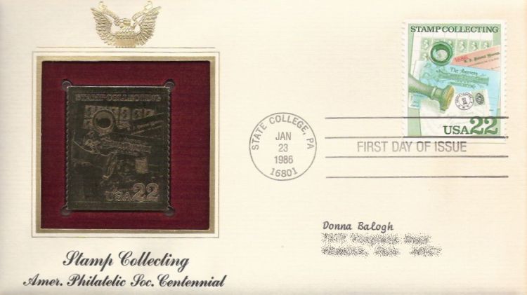 First day cover bearing 22-cent cover and memoribilia stamp