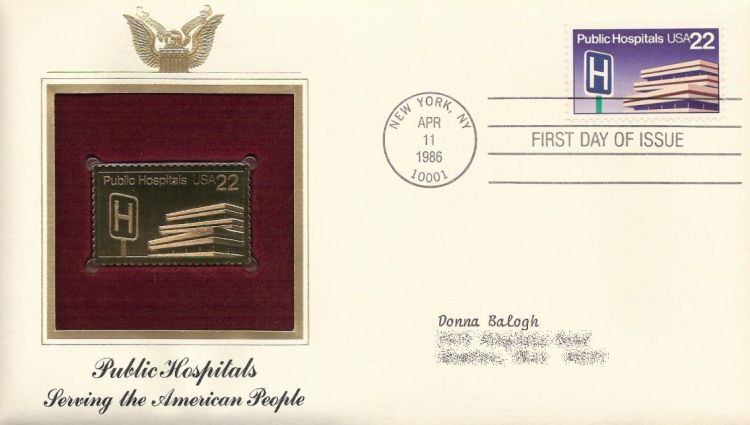 First day cover bearing 22-cent public hospitals stamp