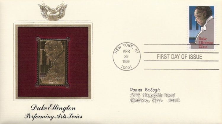 First day cover bearing 22-cent Duke Ellington stamp