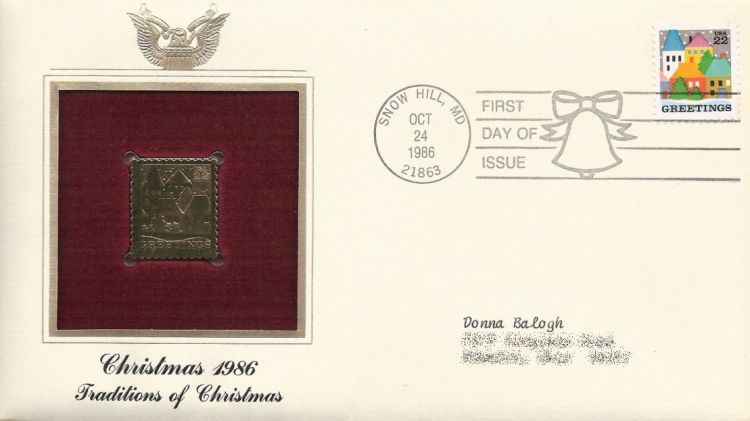 First day cover bearing 22-cent greetings stamp