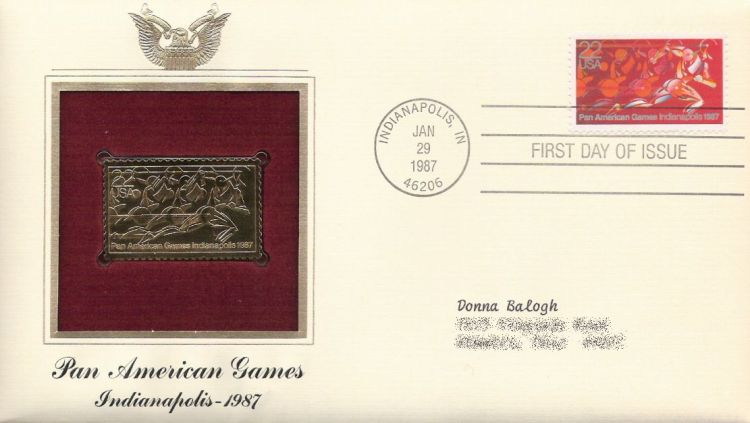 First day cover bearing 22-cent Pan American Games stamp