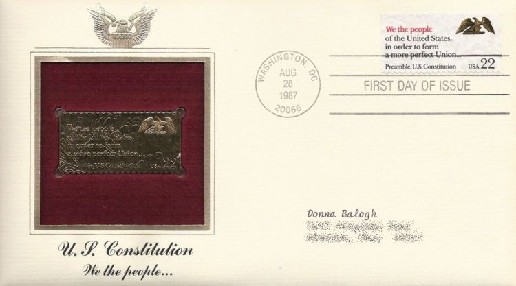 First day cover bearing 22-cent we the people stamp