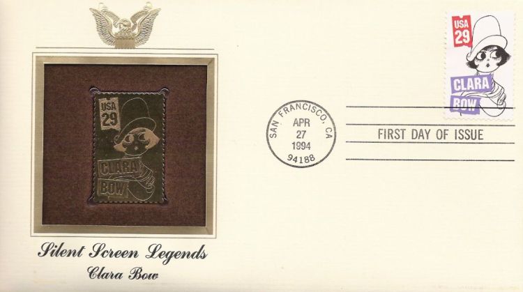 First day cover bearing 29-cent Clara Bow stamp