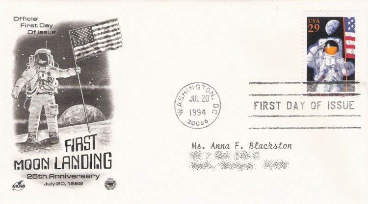 First day cover bearing 29-cent first Moon landing stamp