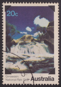 20-cent Australian postage stamp picturing Bald Rock Creek in Queensland