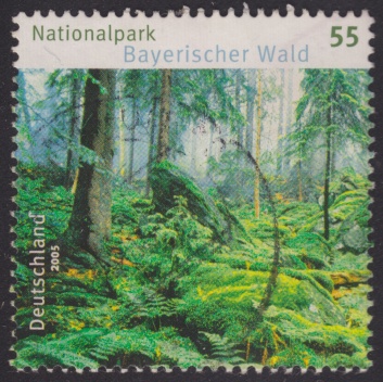 Bavarian Forest National Park 55-cent German postage stamp picturing Bavarian Forest National Park in Bavaria