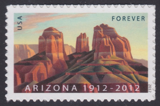 Forever U.S. postage stamp picturing Cathedral Rock in Arizona, USA
