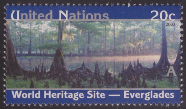 20-cent United Nations postage stamp picturing the Everglades in Florida, USA