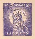 Purple 3-cent U.S. postal card picturing Statue of Liberty