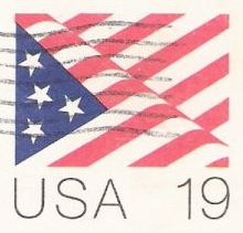 19-cent U.S. postal card picturing American flag