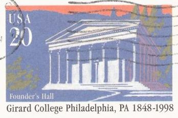 20-cent U.S. postal card picturing Founder's Hall at Girard College
