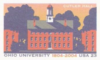 23-cent U.S. postal card picturing Cutler Hall at Ohio University