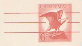 Red 6-cent U.S. postal card picturing bald eagle