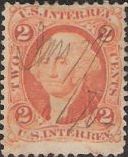 Brown orange 2-cent U.S. revenue stamp picturing George Washington