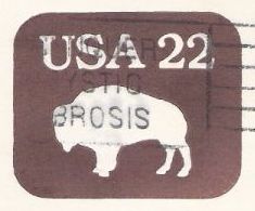 Brown 22-cent U.S. stamped envelope picturing bison