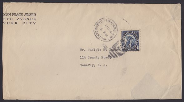 Front of cover bearing 14-cent American Indian stamp