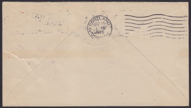 Reverse of cover bearing Portland, Oregon, postmark