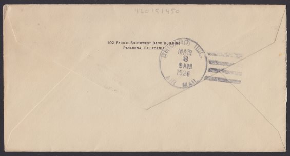 Reverse of cover bearing Chicago, Illinois, postmark