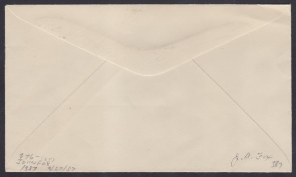 14¢ American Indian first day cover (reverse) Reverse of first day cover