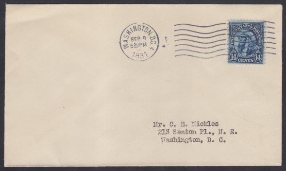 14¢ American Indian first day cover Front of first day cover bearing 14-cent American Indian stamp