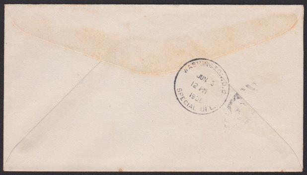 Reverse of 2-cent John Adams first day cover bearing 14-cent American Indian stamp