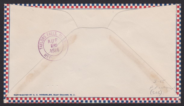 Reverse of cover bearing 14-cent American Indian stamp and postmarked in Indian River, Michigan Reverse of cover bearing partial Stockholm, Sweden, postmark