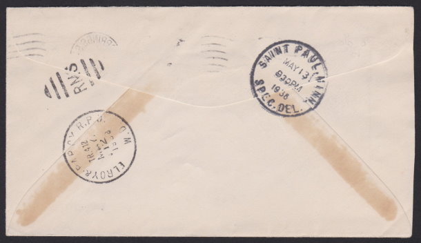 Reverse of cover bearing Walsenburg, Colorado, and Denver, Colorado, postmarks