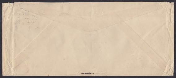 14¢ American Indian cover mailed from New York, New York (reverse) Reverse of cover