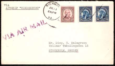 Cover flown on Hindenburg