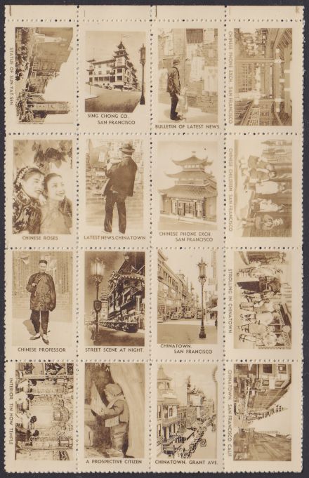 Sheetlet of 16 stamps depicting Chinatown