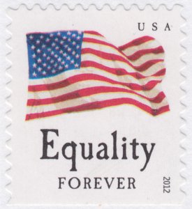 4646 - 2012 First-Class Forever Stamp - Flag and Liberty with Dark Dots  in Star (Sennett Security Products)